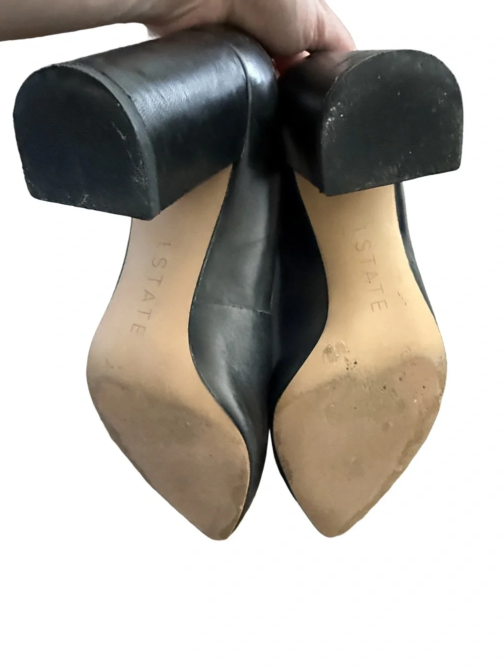 Classic 1.STATE Black Pointed-Toe Leather Heels